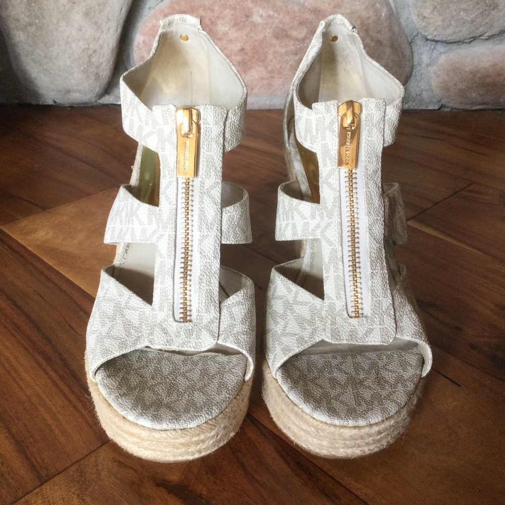 ✔️Michael Kors Damita Caged Espadrille Wedge Sandals Size 6.5 NWOT